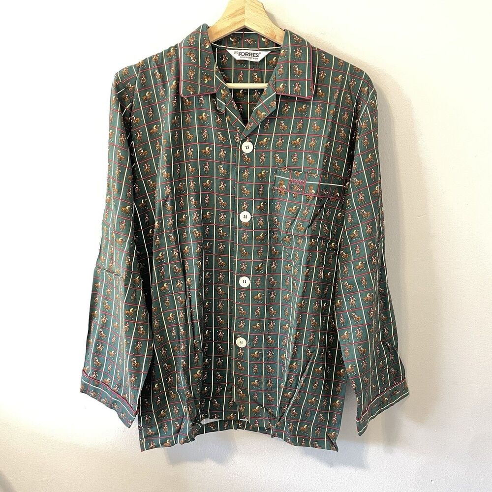 Forres Vintage Pajama Top 100% Cotton Horse Polo Top Only Sz S